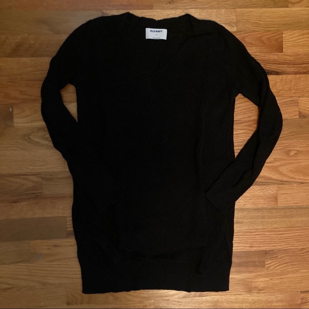 Old Navy Black V Neck Tunic Sweater Size M